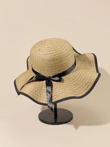 Ruy băng trang trí mũ rơm - Màu Khaki - Xem 1