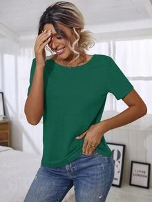 Floral Lace Crisscross Tee - Green - View 3
