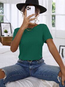 Floral Lace Crisscross Tee - Green - View 4