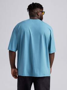 Manfinity Tops Nam Slogan Giải trí - Màu xanh lam - Xem 2