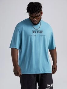 Manfinity Tops Nam Slogan Giải trí - Màu xanh lam - Xem 3