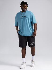 Manfinity Tops Nam Slogan Giải trí - Màu xanh lam - Xem 4