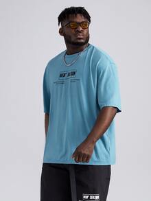 Manfinity Tops Nam Slogan Giải trí - Màu xanh lam - Xem 5