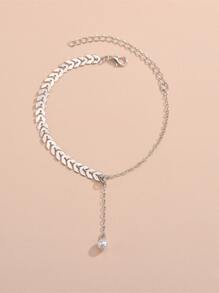 Vòng chân quyến rũ bằng ngọc trai giả - Bạc - Xem 2