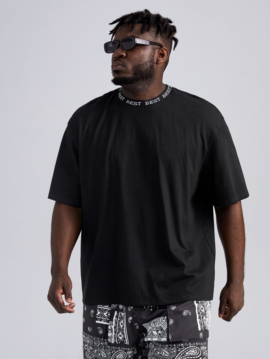 Manfinity RebelGame Áo thun trễ vai dáng rộng dành cho nam Plus - màu đen - Xem 1