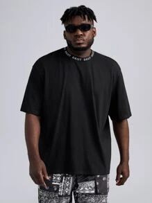 Manfinity RebelGame Áo thun trễ vai dáng rộng dành cho nam Plus - màu đen - Xem 4