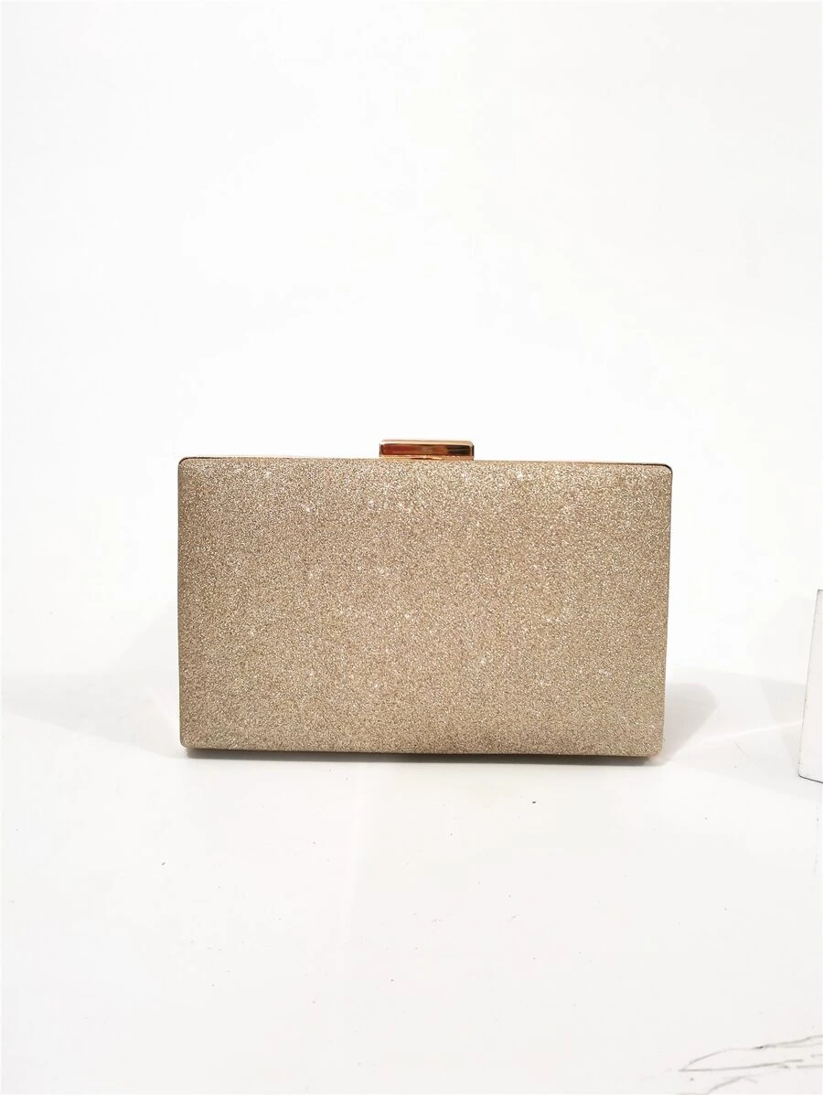 魅力四射,優雅,精美,安靜奢華亮片,時髦,奢華,發亮迷你亮片裝飾頂部夾扣鏈條盒型包,完美新娘錢包適合婚禮,舞會和派對活動晚會包,晚餐包適合派對女孩,女士 - 金色 - 查看 1