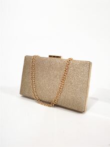 魅力四射,優雅,精美,安靜奢華亮片,時髦,奢華,發亮迷你亮片裝飾頂部夾扣鏈條盒型包,完美新娘錢包適合婚禮,舞會和派對活動晚會包,晚餐包適合派對女孩,女士 - 金色 - 查看 2