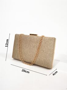 魅力四射,優雅,精美,安靜奢華亮片,時髦,奢華,發亮迷你亮片裝飾頂部夾扣鏈條盒型包,完美新娘錢包適合婚禮,舞會和派對活動晚會包,晚餐包適合派對女孩,女士 - 金色 - 查看 4