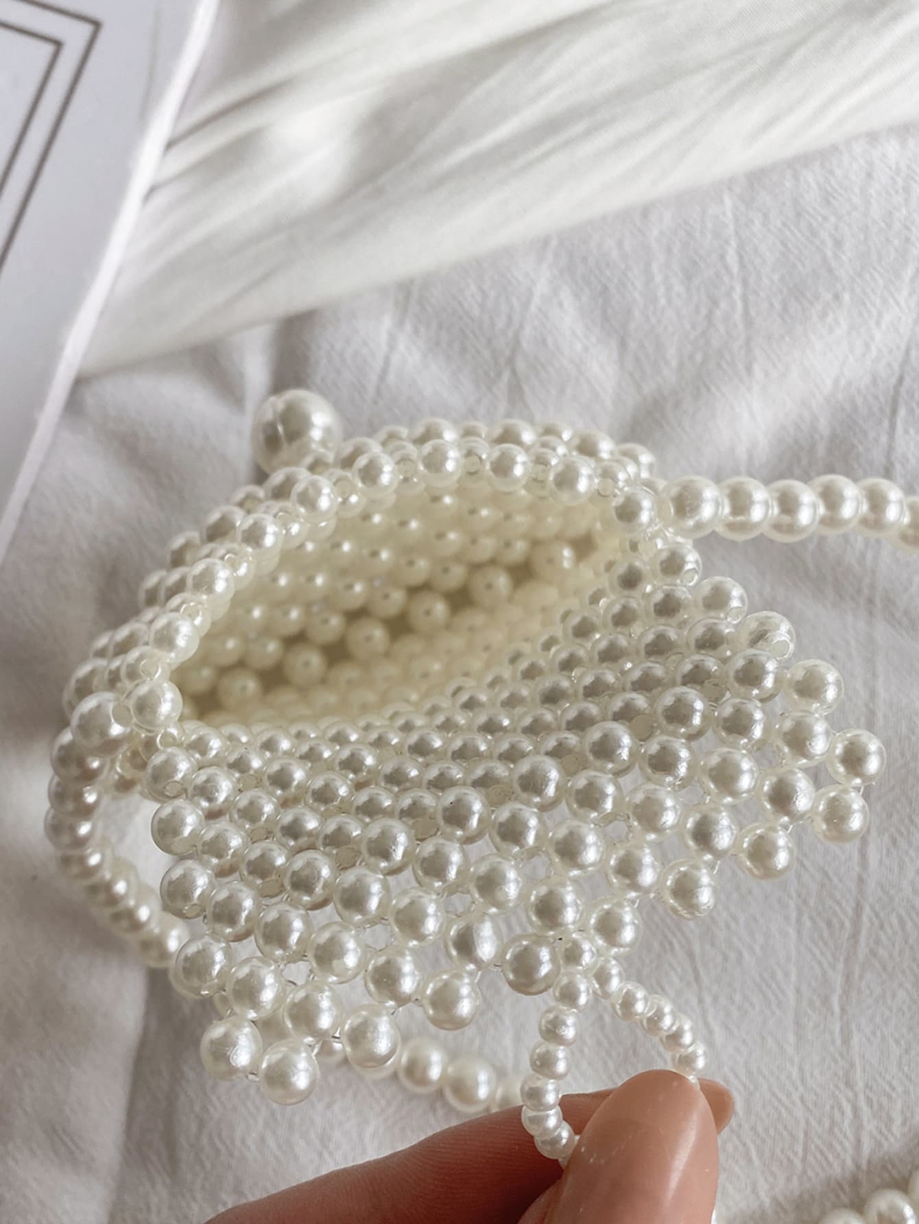 1 件女童兒童珍珠配件串珠翻蓋可愛公主時尚迷你兒童單肩包適合春夏搭配衣服或日常使用 - 白色 - 查看 6