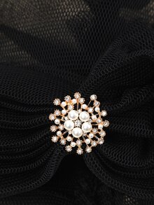 人造珍珠裝飾帽 - 黑色 - 查看 3