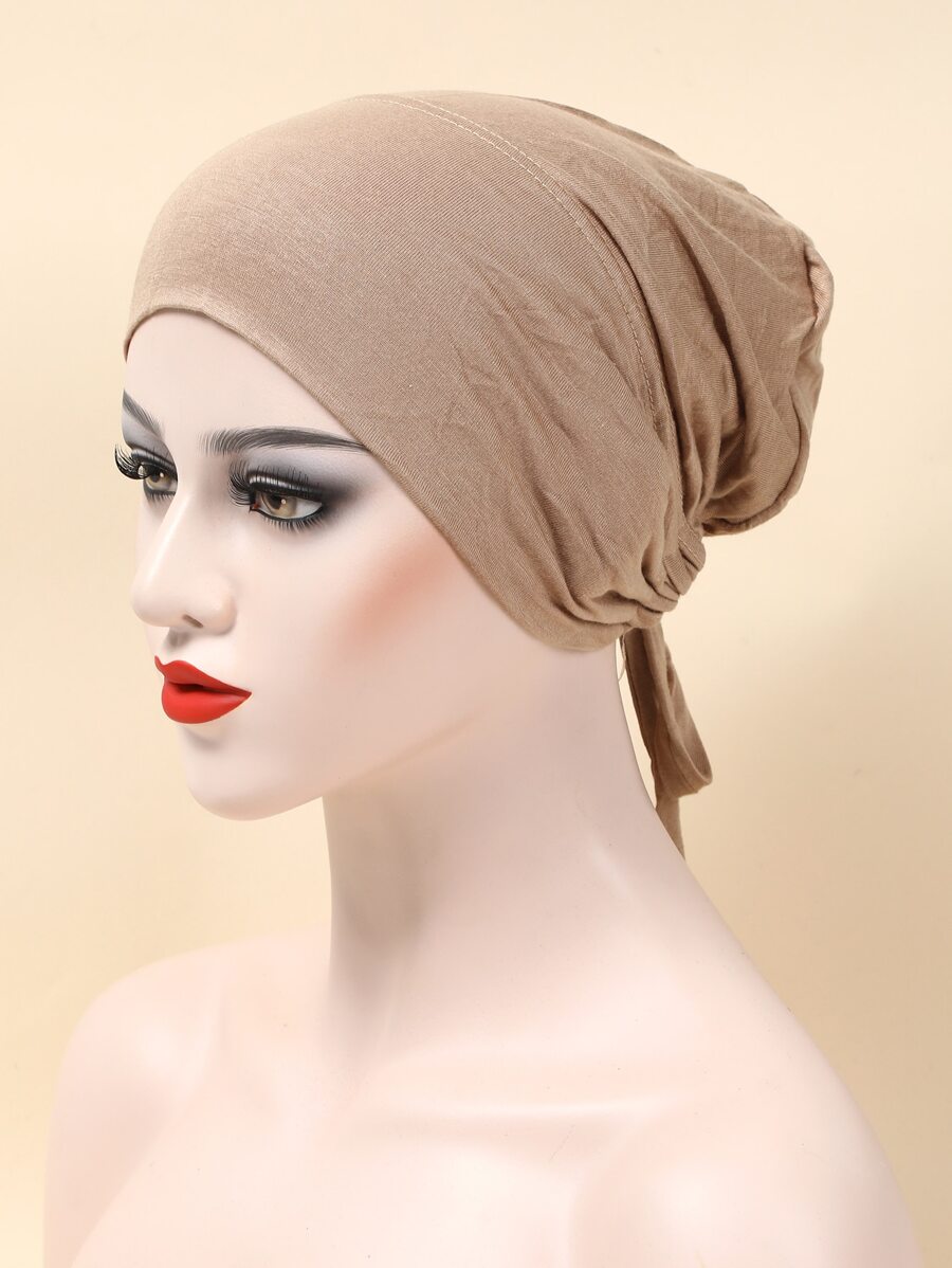 Solid Head Wrap Bonnet Hair Bonnet Turban - Khaki - View 1