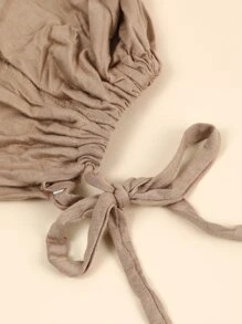 Solid Head Wrap Bonnet Hair Bonnet Turban - Khaki - View 3