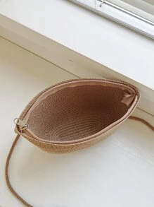 Minimalist Straw Bag - Khaki - View 3