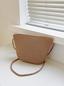Minimalist Straw Bag - Khaki - View 4