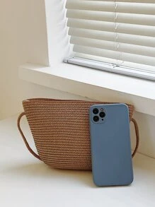 Minimalist Straw Bag - Khaki - View 5