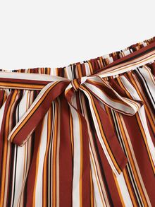 Shorts de rayas de colores con cordón delantero - Multicolor - Ver 4