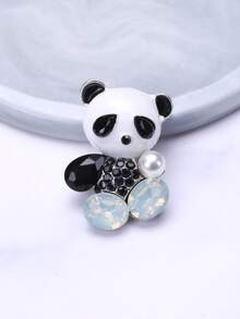 Rhinestone Decor Panda Design Brooch - Nhiều màu - Xem 3