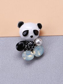 Rhinestone Decor Panda Design Brooch - Nhiều màu - Xem 5