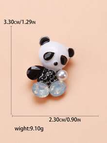 Rhinestone Decor Panda Design Brooch - Nhiều màu - Xem 7