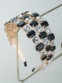 皇室風格鑽石裝飾頭帶 - 彩色 - 查看 1