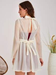 AneMarie 小高領薄透後綁帶荷葉邊連衣裙和緊身吊帶連衣裙 - 彩色 - 查看 2