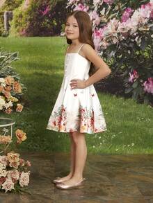 SHEIN Girls Floral Print Button Front Zip Back Cami Dress - Multicolor - View 6