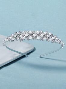 Băng đô giả ngọc trai và kim cương giả - Bạc - Xem 1