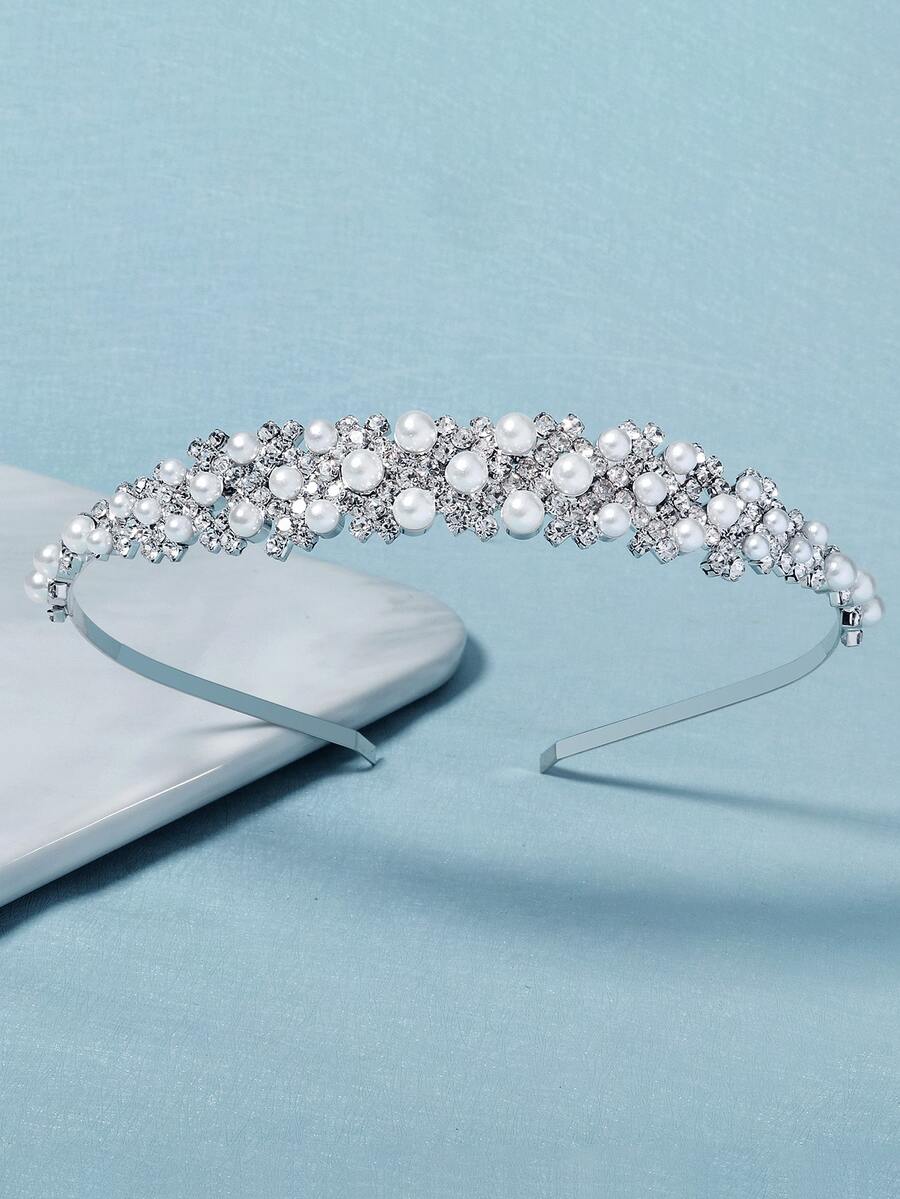 Băng đô giả ngọc trai và kim cương giả - Bạc - Xem 1