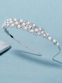 Băng đô giả ngọc trai và kim cương giả - Bạc - Xem 2