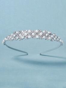 Băng đô giả ngọc trai và kim cương giả - Bạc - Xem 3