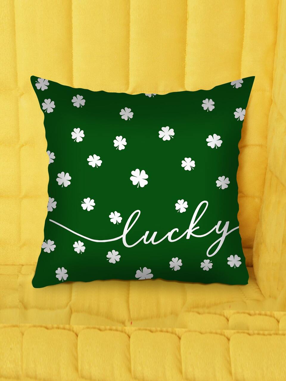 Lucky Clover & Letter Graphic Cushion Cover Without Filler