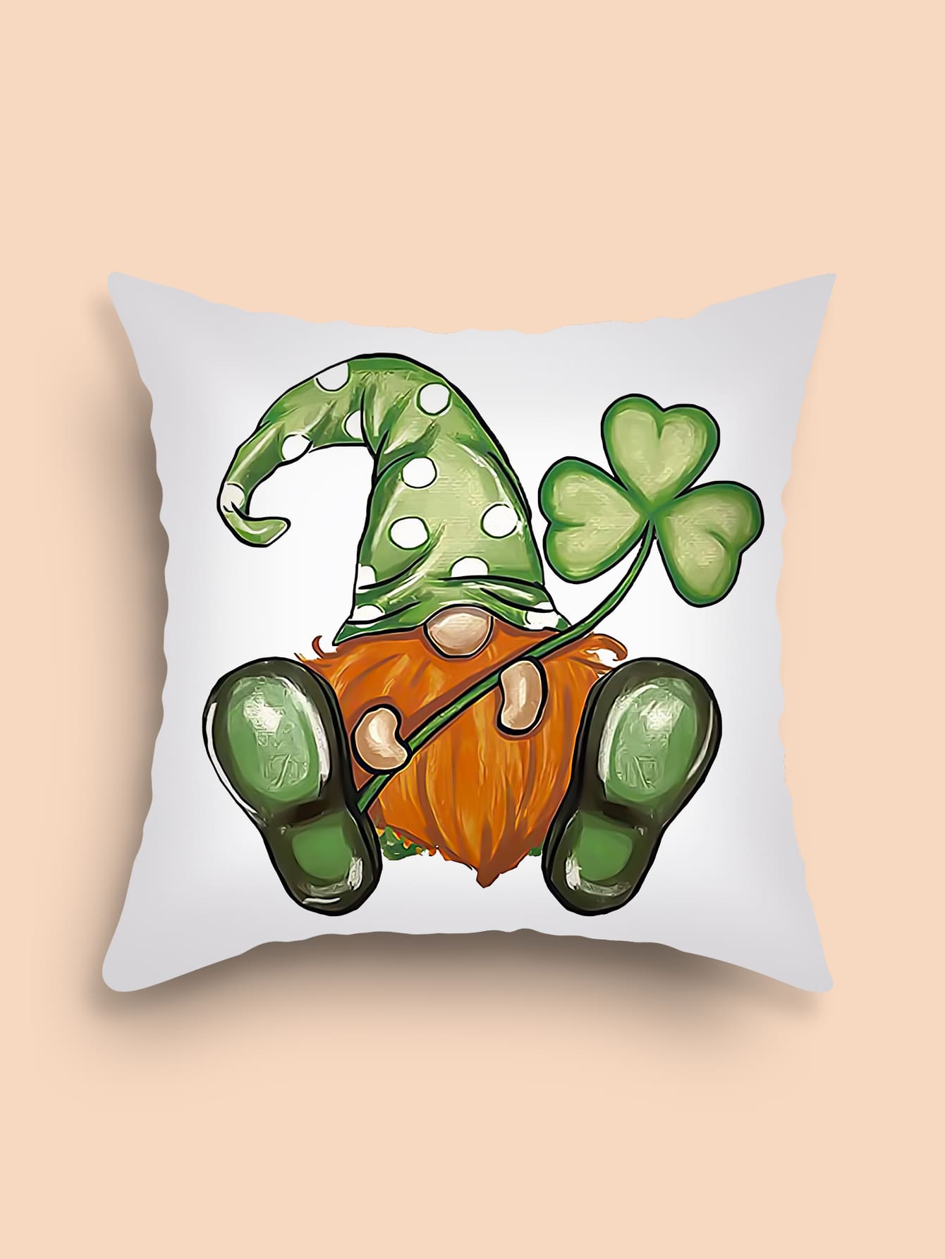 Lucky Clover & Gnome Print Cushion Cover Without Filler - Nhiều màu - Xem 1