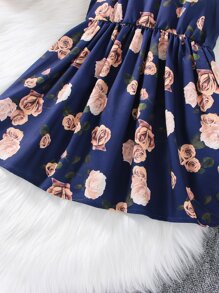 SHEIN 小女童印花吊帶洋裝 - 藏蓝色 - 查看 5