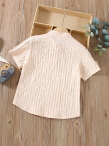 小男童假捲邊袖半排扣襯衫 - 杏色 - 查看 2