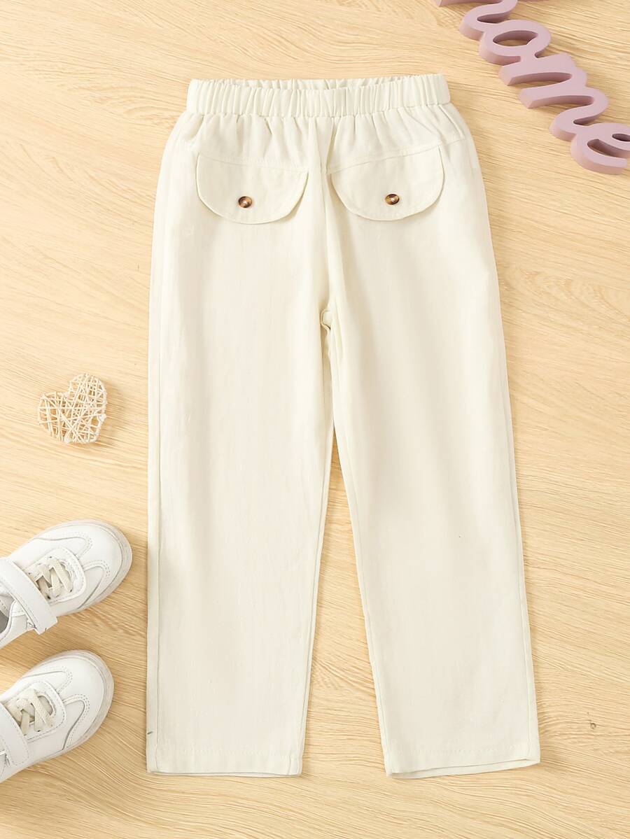 小男童素色假口袋長褲 - 米色 - 查看 1