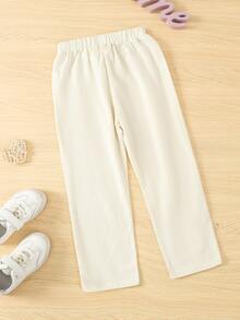 小男童素色假口袋長褲 - 米色 - 查看 2