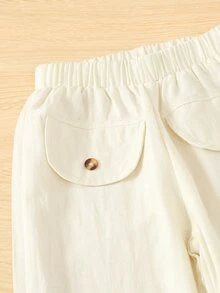 小男童素色假口袋長褲 - 米色 - 查看 4