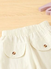 小男童素色假口袋長褲 - 米色 - 查看 5