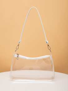 透明包，體育場核准12 X 12 X 6透明手提袋，演唱會體育活動節日必備，防水、防沙透明袋，沙灘運動野餐小食透明手提袋(女士專用) - 無色 - 查看 1