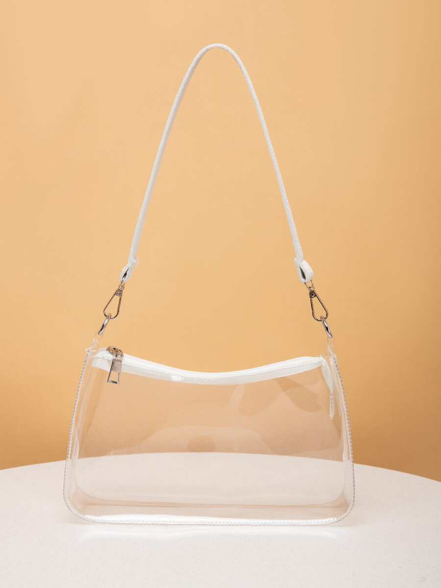 透明包，體育場核准12 X 12 X 6透明手提袋，演唱會體育活動節日必備，防水、防沙透明袋，沙灘運動野餐小食透明手提袋(女士專用) - 無色 - 查看 1