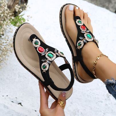 Jewelled Decor Thong Sandals