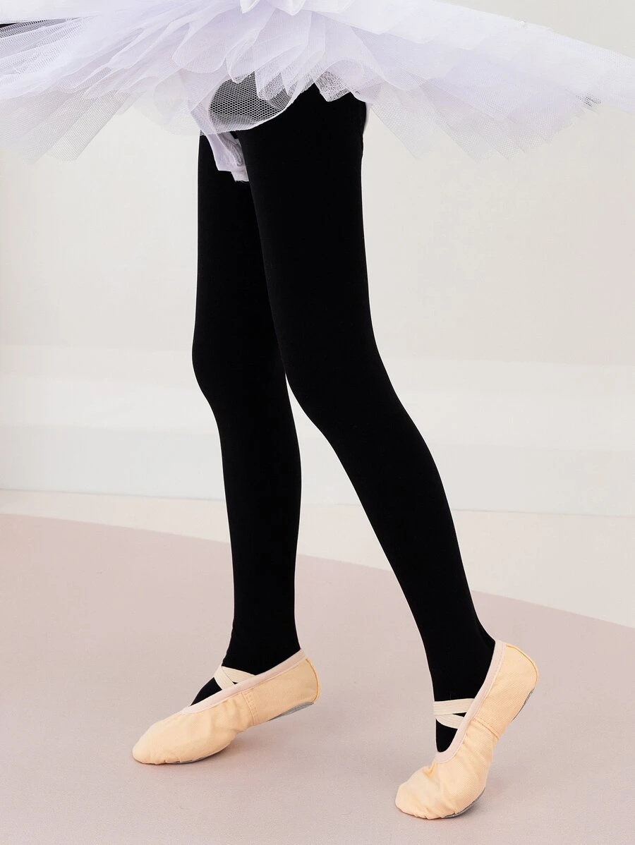 Toddler Girls Simple Solid Tights - Black - View 1