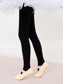 Toddler Girls Simple Solid Tights - Black - View 3