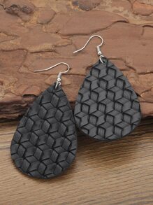 Woven Detail Water Drop Earrings - Black - View 4
