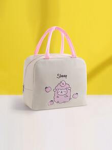 Cartoon Sheep Print Lunch Bag - Beige - View 1