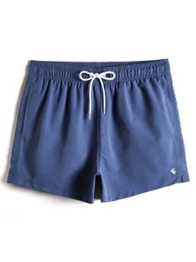 Manfinity Men Drawstring Waist Swim Trunks - Dusty Blue - View 5