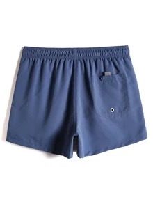 Manfinity Men Drawstring Waist Swim Trunks - Dusty Blue - View 7