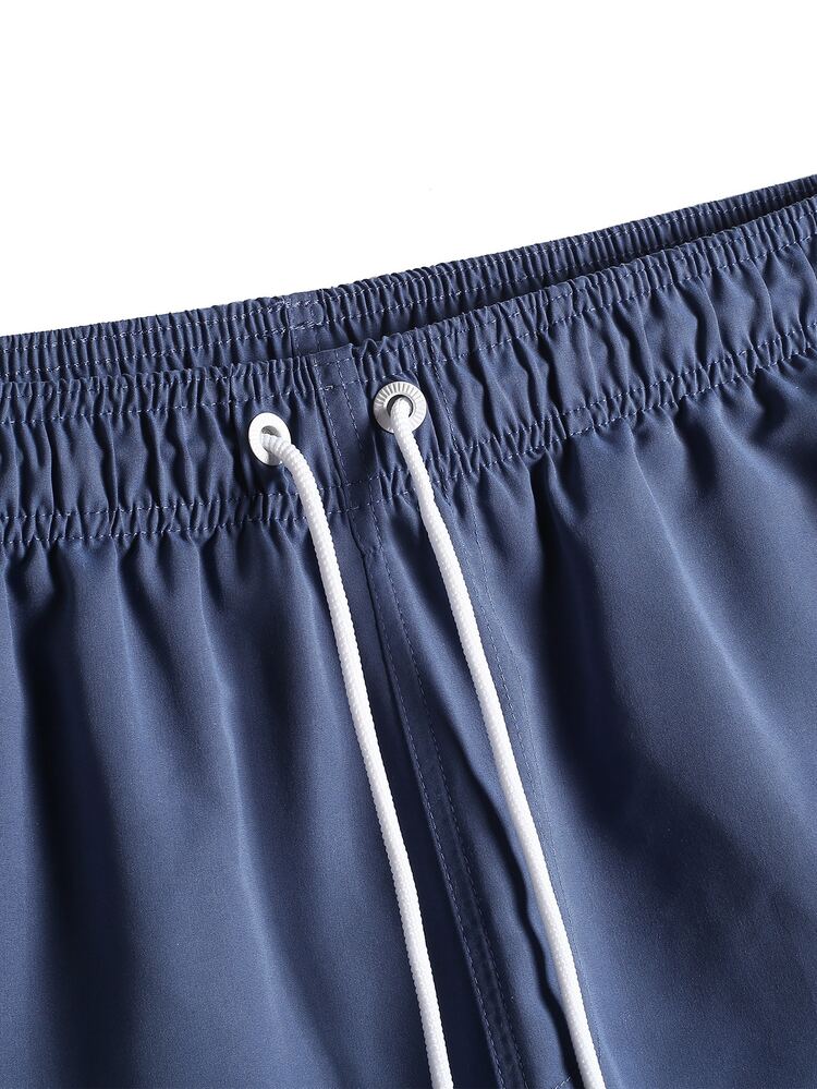 Manfinity Men Drawstring Waist Swim Trunks - Dusty Blue - View 4