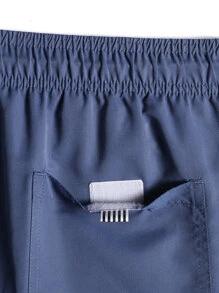 Manfinity Men Drawstring Waist Swim Trunks - Dusty Blue - View 3